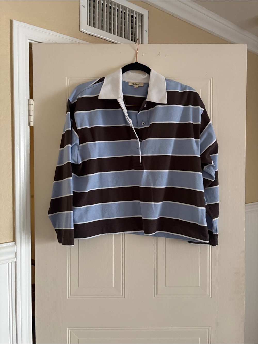 Madewell Blue and Brown Striped Rugby Shirt